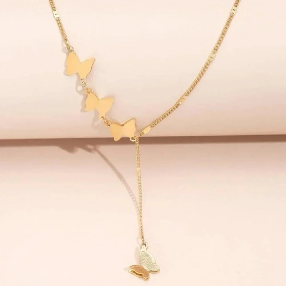 Butterfly Charm Necklace Golden Lariat - Picture 6 of 8